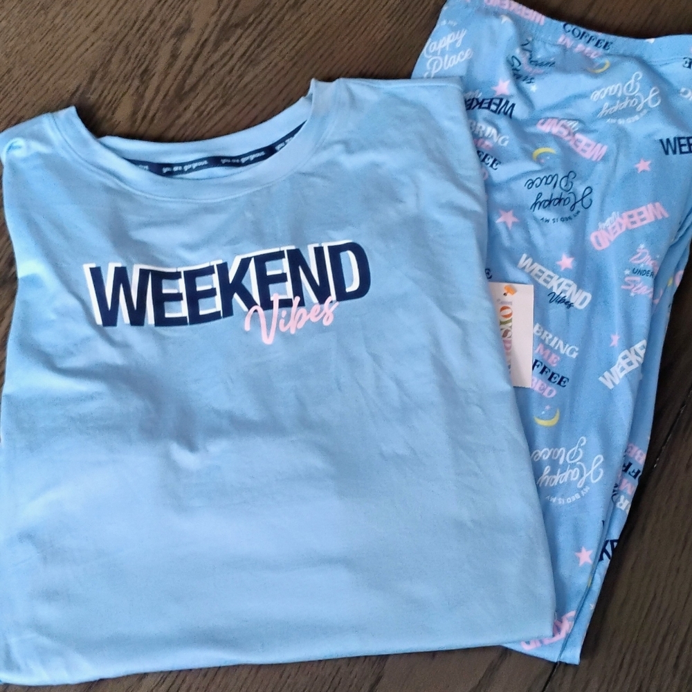 Women's Weekend Blue Sleep Tee & Joggers Pajama Set  Various Sizes NWT - Picture 10 of 15